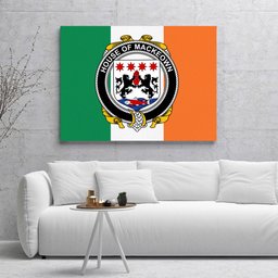ScotsTee Shop Irish House of MACKEOWN Clan Family Crest Ireland Flag Framed Canvas Print