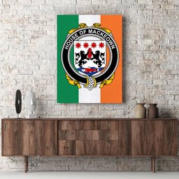 ScotsTee Shop Irish House of MACKEOWN Clan Family Crest Ireland Flag Framed Canvas Print