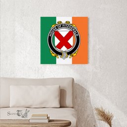 ScotsTee Shop Irish House of FITZGERALD Clan Family Crest Ireland Flag Framed Canvas Print