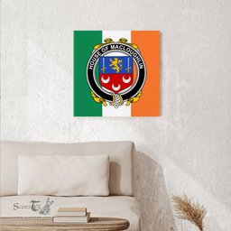 ScotsTee Shop Irish House of MACLOUGHLIN Tirconnell Clan Family Crest Ireland Flag Framed Canvas Print