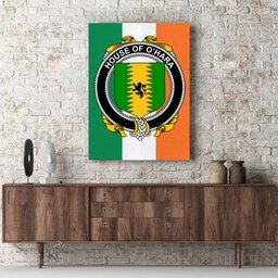 ScotsTee Shop Irish House of O HARA Clan Family Crest Ireland Flag Framed Canvas Print