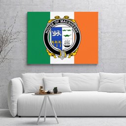 ScotsTee Shop Irish House of MACSHEEHY Clan Family Crest Ireland Flag Framed Canvas Print