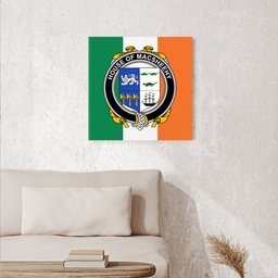 ScotsTee Shop Irish House of MACSHEEHY Clan Family Crest Ireland Flag Framed Canvas Print