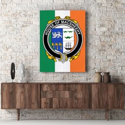 ScotsTee Shop Irish House of MACSHEEHY Clan Family Crest Ireland Flag Framed Canvas Print