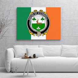 ScotsTee Shop Irish House of O CONNELL Clan Family Crest Ireland Flag Framed Canvas Print