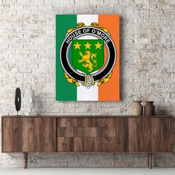 ScotsTee Shop Irish House of O MORE Clan Family Crest Ireland Flag Framed Canvas Print