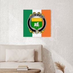 ScotsTee Shop Irish House of O QUIN Annaly Clan Family Crest Ireland Flag Framed Canvas Print