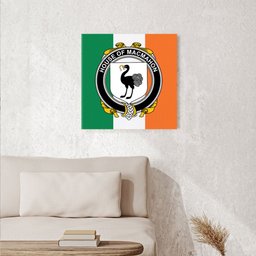 ScotsTee Shop Irish House of MACMAHON Oriel Clan Family Crest Ireland Flag Framed Canvas Print