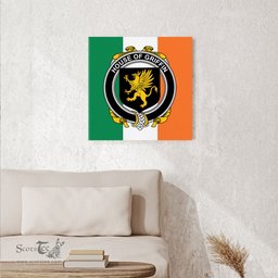 ScotsTee Shop Irish House of GRIFFIN Clan Family Crest Ireland Flag Framed Canvas Print