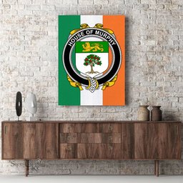 ScotsTee Shop Irish House of MURPHY O Morchoe Clan Family Crest Ireland Flag Framed Canvas Print
