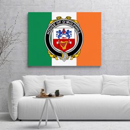 ScotsTee Shop Irish House of O MULVIHILL Clan Family Crest Ireland Flag Framed Canvas Print