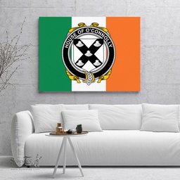 ScotsTee Shop Irish House of O CONNOLLY Clan Family Crest Ireland Flag Framed Canvas Print