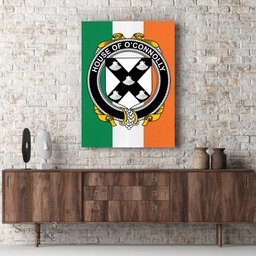 ScotsTee Shop Irish House of O CONNOLLY Clan Family Crest Ireland Flag Framed Canvas Print