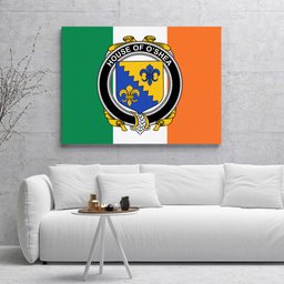 ScotsTee Shop Irish House of O SHEA Clan Family Crest Ireland Flag Framed Canvas Print