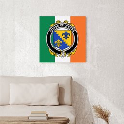 ScotsTee Shop Irish House of O SHEA Clan Family Crest Ireland Flag Framed Canvas Print