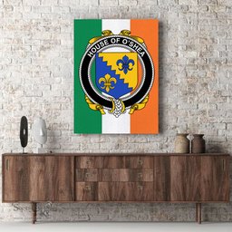 ScotsTee Shop Irish House of O SHEA Clan Family Crest Ireland Flag Framed Canvas Print