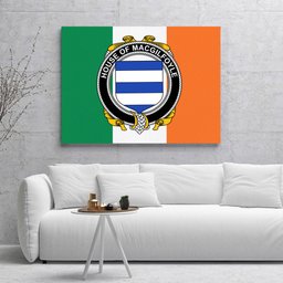 ScotsTee Shop Irish House of MACGILFOYLE Clan Family Crest Ireland Flag Framed Canvas Print