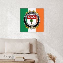 ScotsTee Shop Irish House of O HEGARTY Clan Family Crest Ireland Flag Framed Canvas Print