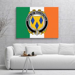 ScotsTee Shop Irish House of MACCOSTELLO Clan Family Crest Ireland Flag Framed Canvas Print