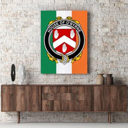 ScotsTee Shop Irish House of O BYRNE Clan Family Crest Ireland Flag Framed Canvas Print
