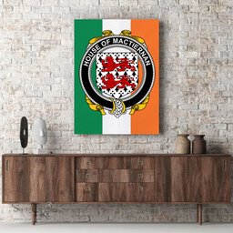 ScotsTee Shop Irish House of MACTIERNAN Clan Family Crest Ireland Flag Framed Canvas Print