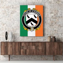 ScotsTee Shop Irish House of O KIRWAN Clan Family Crest Ireland Flag Framed Canvas Print