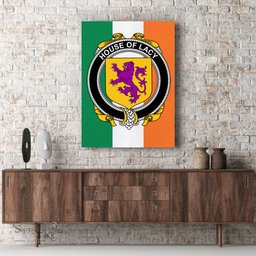 ScotsTee Shop Irish House of LACY Clan Family Crest Ireland Flag Framed Canvas Print