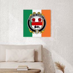 ScotsTee Shop Irish House of KINSELLA Clan Family Crest Ireland Flag Framed Canvas Print