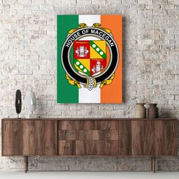 ScotsTee Shop Irish House of MACEGAN Clan Family Crest Ireland Flag Framed Canvas Print