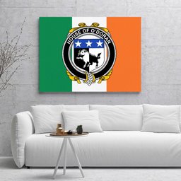 ScotsTee Shop Irish House of O DORAN Clan Family Crest Ireland Flag Framed Canvas Print