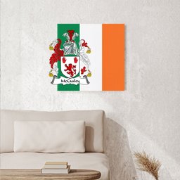 ScotsTee Shop Irish McCauley Clan Family Crest Ireland Flag Framed Canvas Print
