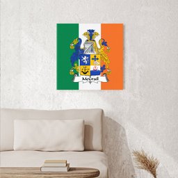 ScotsTee Shop Irish McGrail Clan Family Crest Ireland Flag Framed Canvas Print
