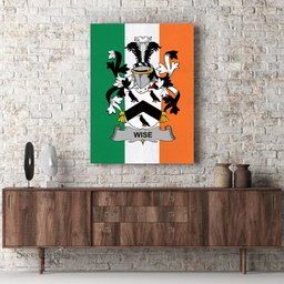 ScotsTee Shop Irish Wise Clan Family Crest Ireland Flag Framed Canvas Print