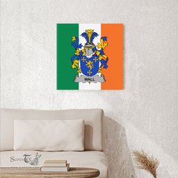 ScotsTee Shop Irish Wall Clan Family Crest Ireland Flag Framed Canvas Print