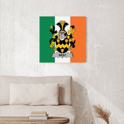 ScotsTee Shop Irish West Clan Family Crest Ireland Flag Framed Canvas Print