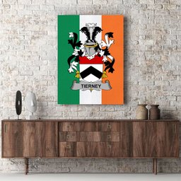 ScotsTee Shop Irish Tierney Clan Family Crest Ireland Flag Framed Canvas Print