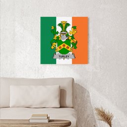 ScotsTee Shop Irish Turley Clan Family Crest Ireland Flag Framed Canvas Print