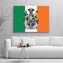 ScotsTee Shop Irish Vane Clan Family Crest Ireland Flag Framed Canvas Print