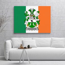 ScotsTee Shop Irish O Donoghue Clan Family Crest Ireland Flag Framed Canvas Print