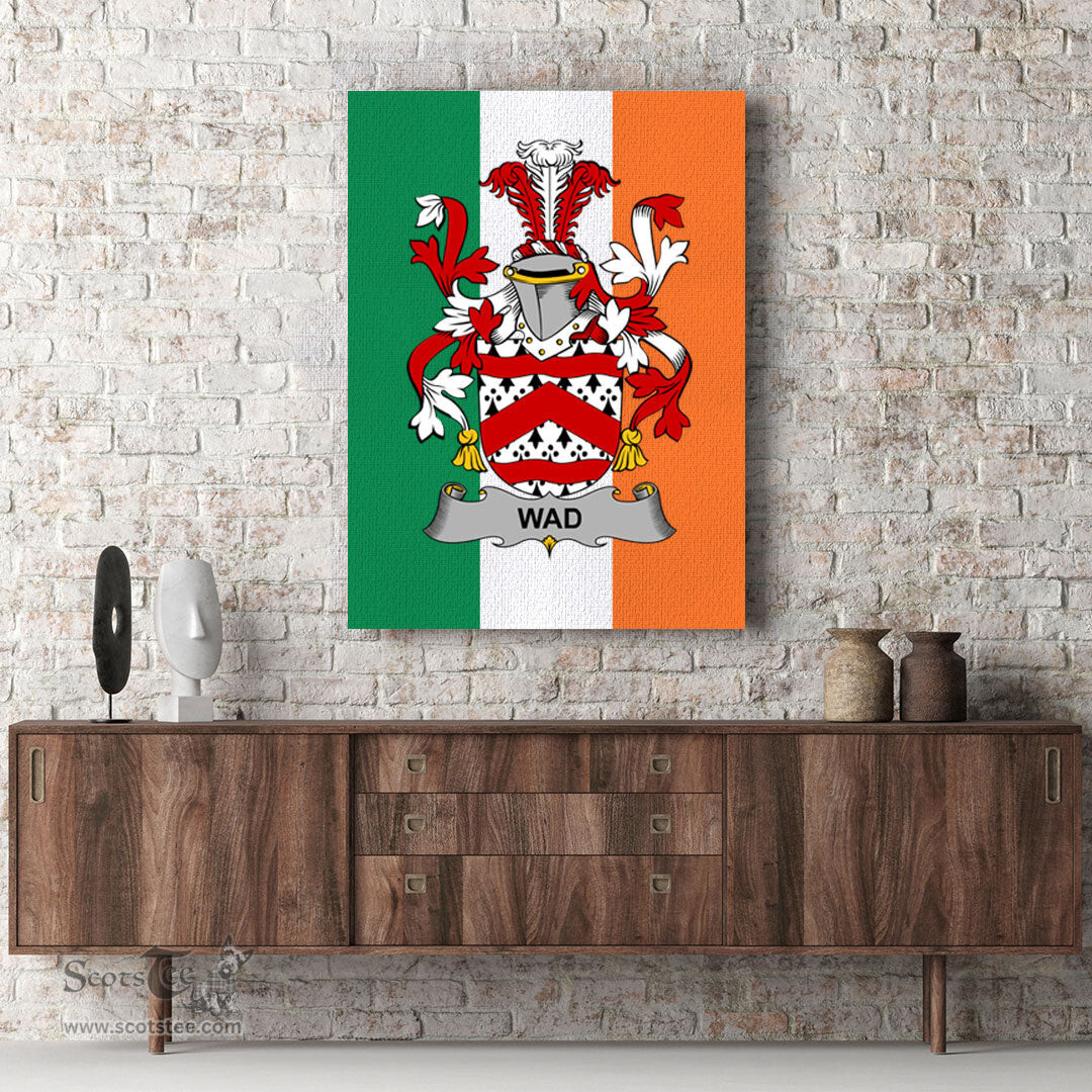 ScotsTee Shop Irish Wad Clan Family Crest Ireland Flag Framed Canvas Print
