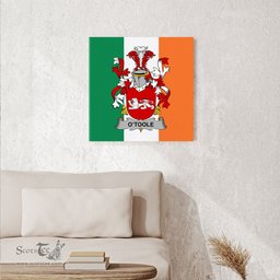 ScotsTee Shop Irish Toole or O Toole Clan Family Crest Ireland Flag Framed Canvas Print