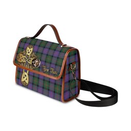 ScotsTee Shop Scottish Blair Modern Clan Tartan Canvas Bag Golden Thistle and Celtic Cross Personalize Your Name Bag