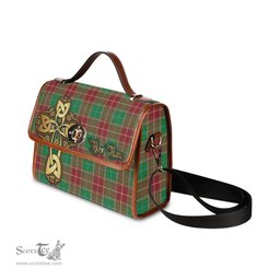 ScotsTee Shop Scottish Baxter Modern Clan Tartan Canvas Bag Golden Thistle and Celtic Cross Personalize Your Name Bag