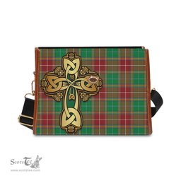 ScotsTee Shop Scottish Baxter Modern Clan Tartan Canvas Bag Golden Thistle and Celtic Cross Personalize Your Name Bag