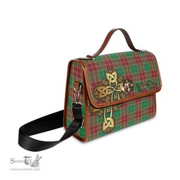ScotsTee Shop Scottish Baxter Modern Clan Tartan Canvas Bag Golden Thistle and Celtic Cross Personalize Your Name Bag