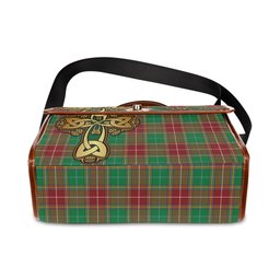 ScotsTee Shop Scottish Baxter Modern Clan Tartan Canvas Bag Golden Thistle and Celtic Cross Personalize Your Name Bag