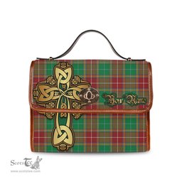ScotsTee Shop Scottish Baxter Modern Clan Tartan Canvas Bag Golden Thistle and Celtic Cross Personalize Your Name Bag