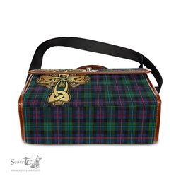 ScotsTee Shop Scottish Calder Modern Clan Tartan Canvas Bag Golden Thistle and Celtic Cross Personalize Your Name Bag