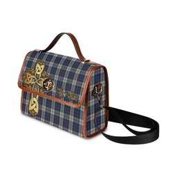 ScotsTee Shop Scottish Baird Dress Clan Tartan Canvas Bag Golden Thistle and Celtic Cross Personalize Your Name Bag