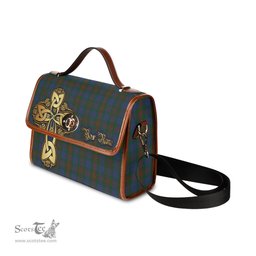 ScotsTee Shop Scottish Buchanan Hunting Clan Tartan Canvas Bag Golden Thistle and Celtic Cross Personalize Your Name Bag
